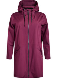 Regnkappa med fickor och huva, M&ouml;rk Bordeaux