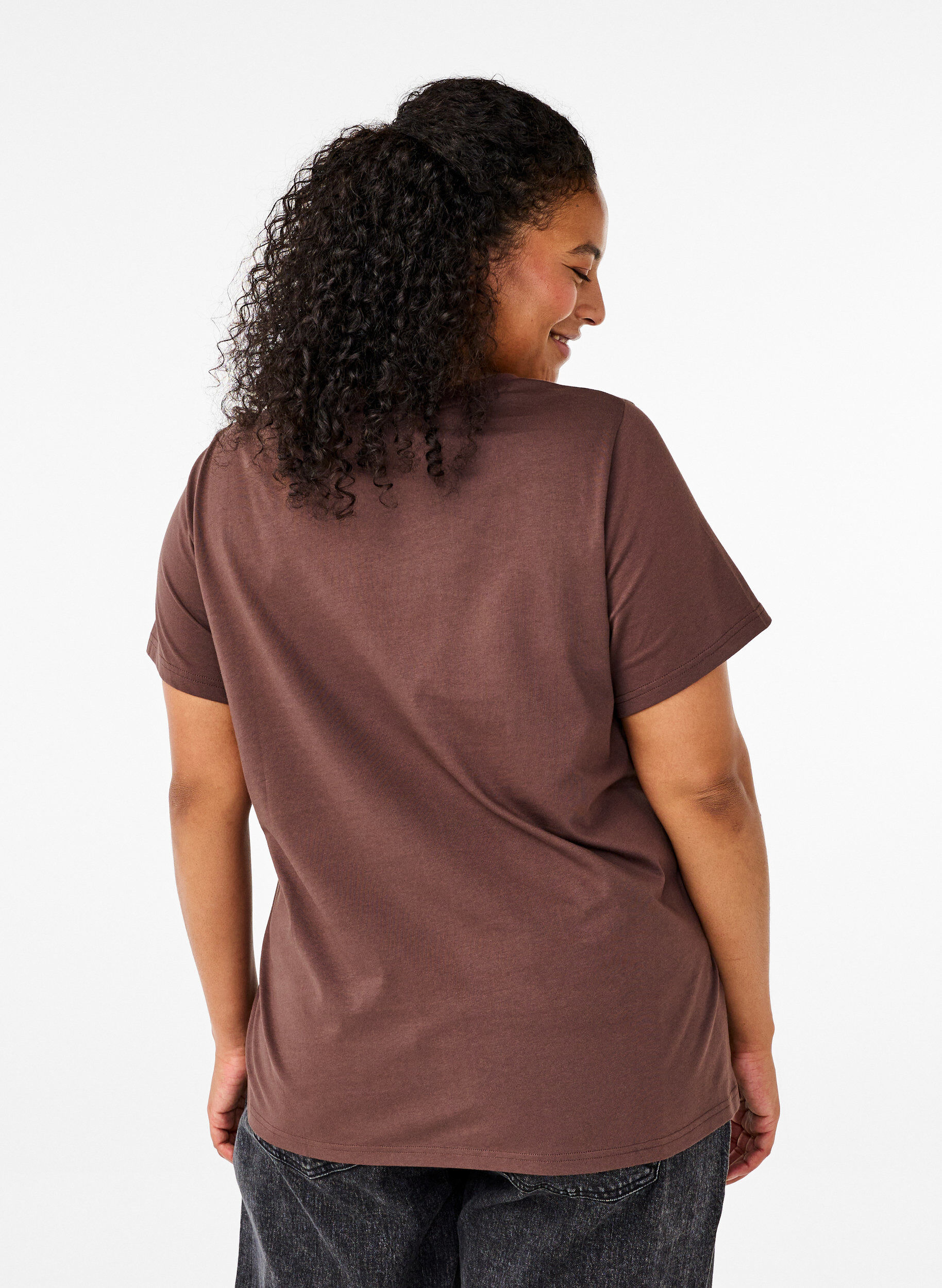 Zizzi T-shirt i bomull med fluga, C. Martini W. Black, Model image number 1