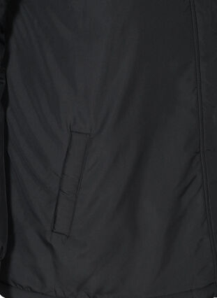 Jacka med krage av pälsimitation och justerbar midja, Black, Packshot image number 3