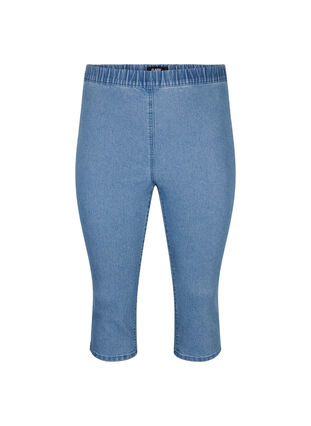FLASH - Slim fit capribyxor i jeans med hög midja , Light Blue Denim, Packshot image number 0