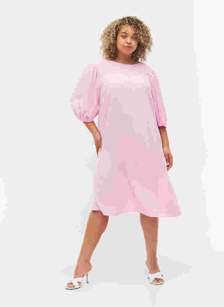 Viskosklänning med ryggdetalj, Mauve Mist, Model image number 3