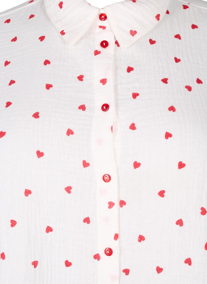 Skjortblus med trekvartsärmar, Vit, Packshot image number 2