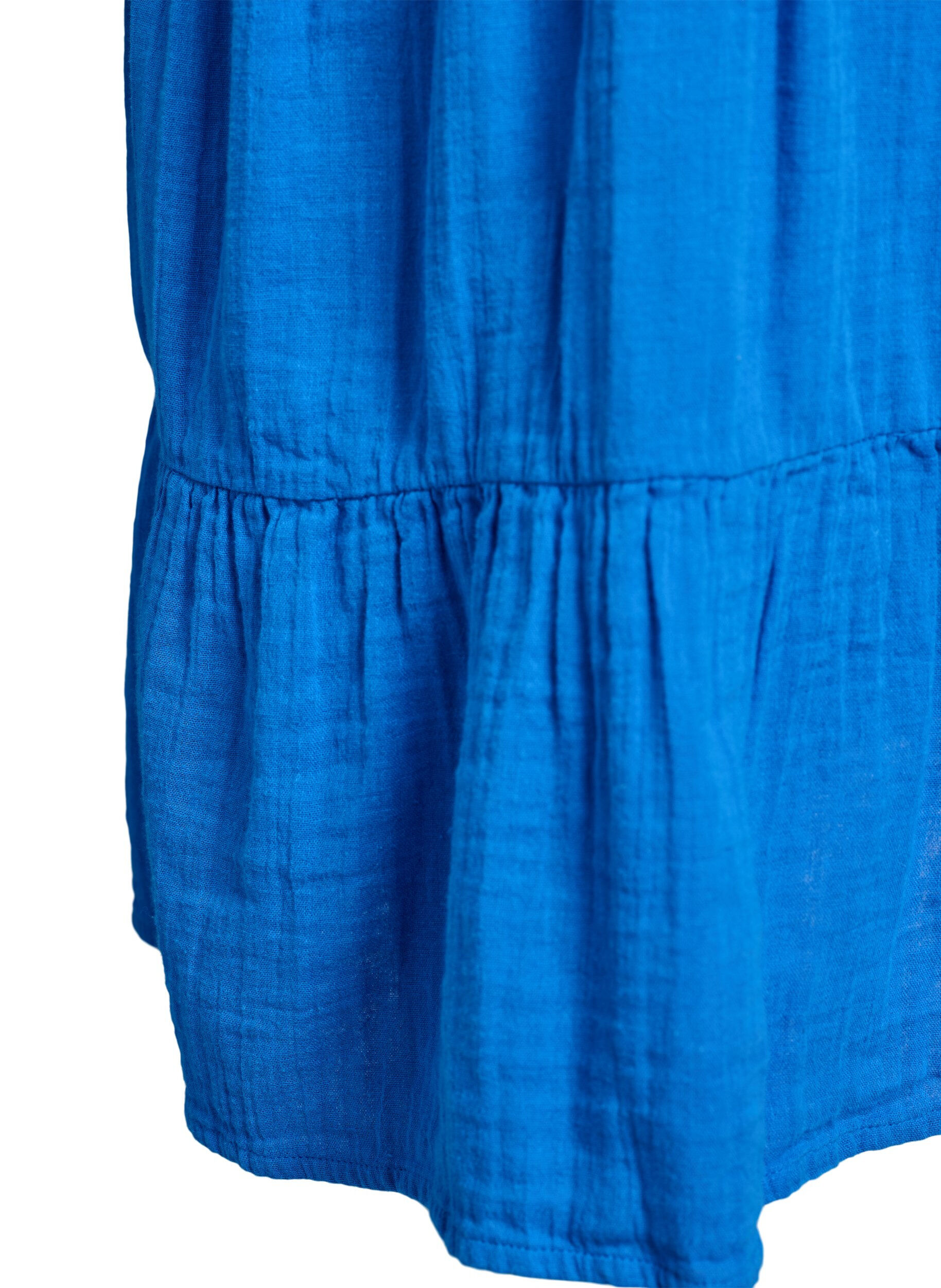 Zizzi Kort a-linjeformad kl&auml;nning i bomullsmuslin, Bl&aring;, Packshot image number 3
