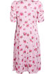 Blommig midikl&auml;nning med puff&auml;rmar, Rosa, Packshot image number 1