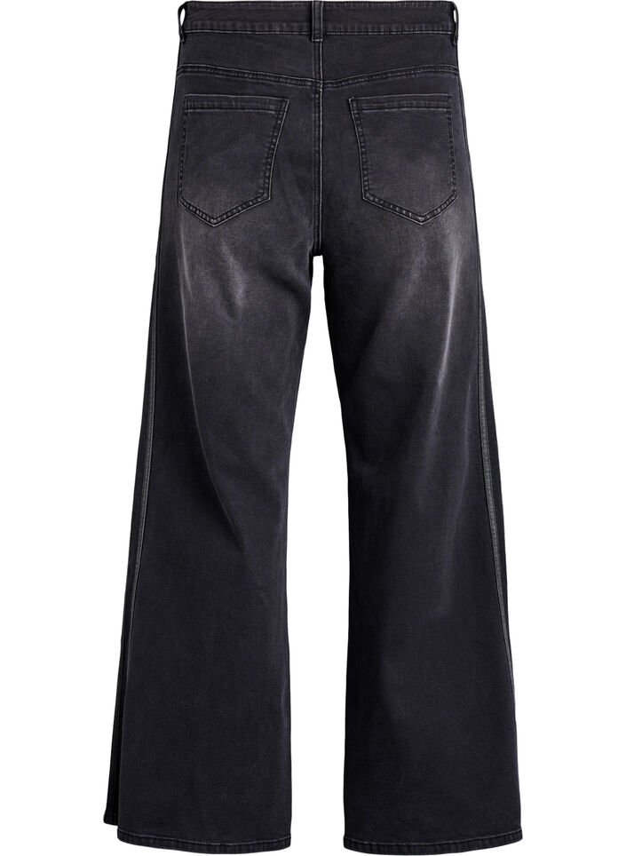 Jeans i bred passform med vertikala denimdetaljer, Gr&aring;, Packshot image number 1