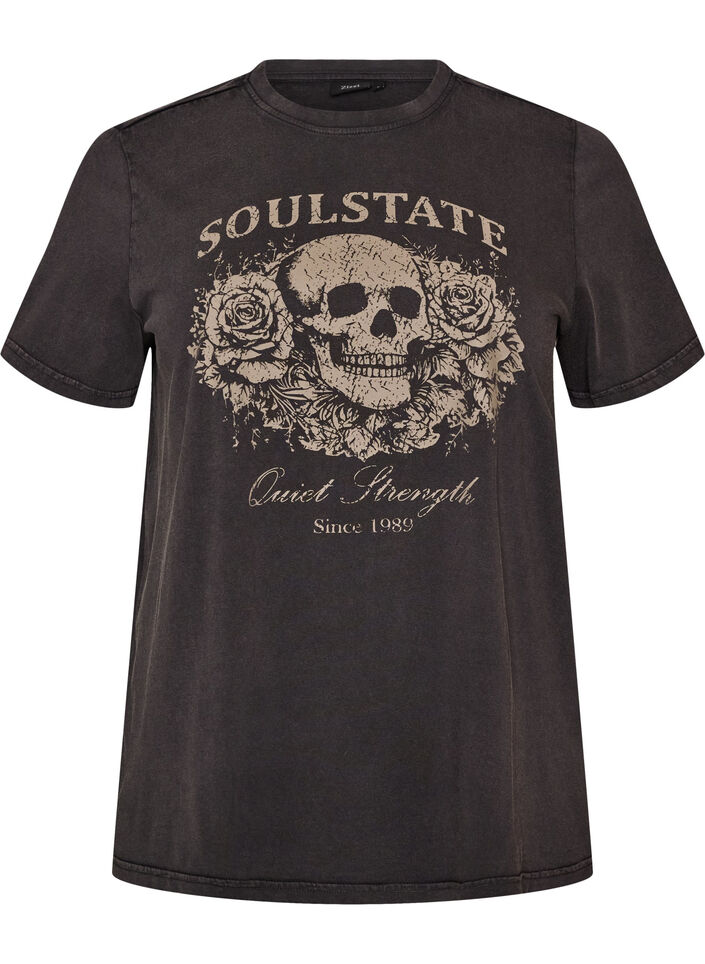 T-shirt i ekologisk bomull med grafiskt tryck, Beige, Packshot image number 0