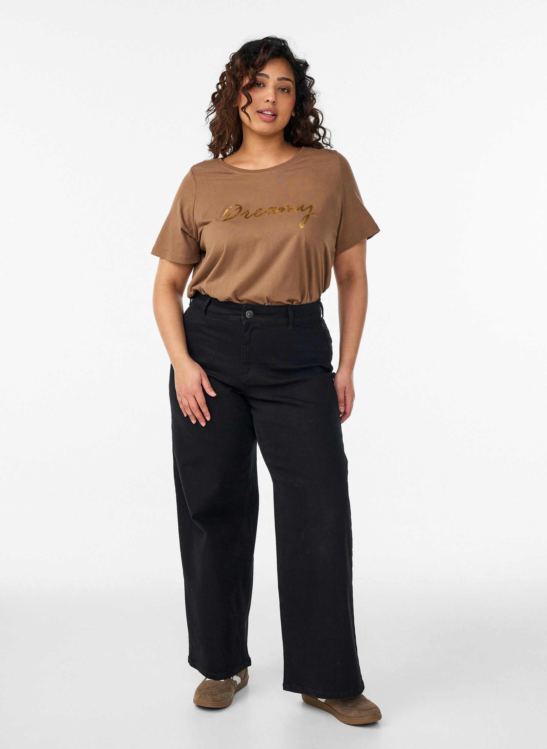 ZizziT-shirt med tryck, Brun, Model image number 1