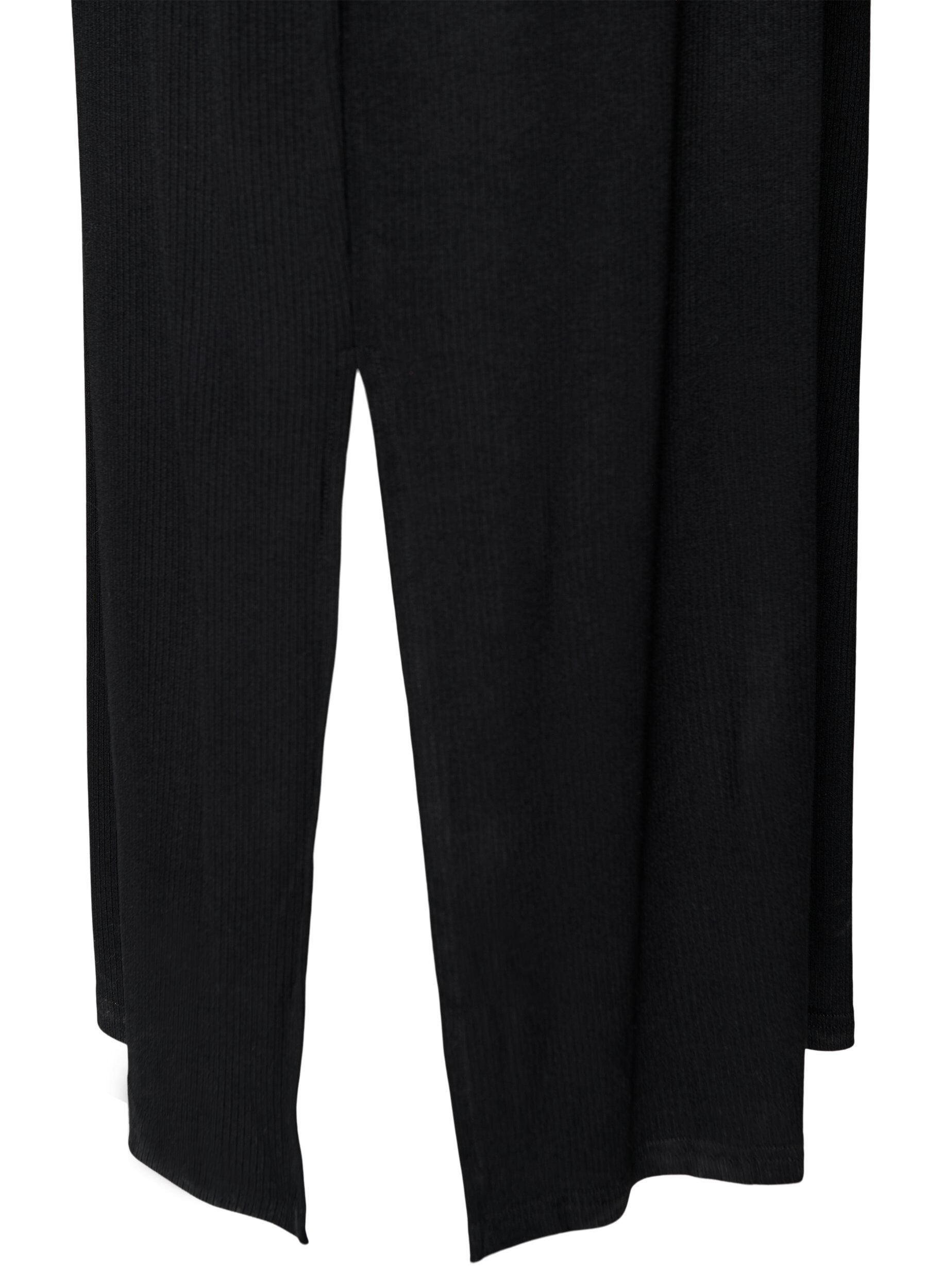 Zizzi &Auml;rml&ouml;s ribbad kl&auml;nning i viskos, Svart, Packshot image number 3