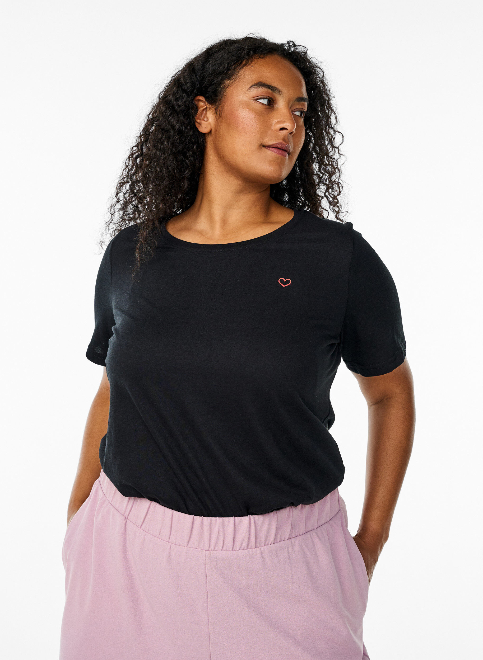 Zizzi FLASH - T-shirt med tryck, Svart, Model image number 0