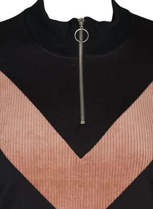 Höghalsad sweatshirt med blixtlås, Black w. Burlwood, Packshot image number 2