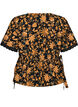 Blommig blus i bomull med knytning, Orange, Packshot image number 1