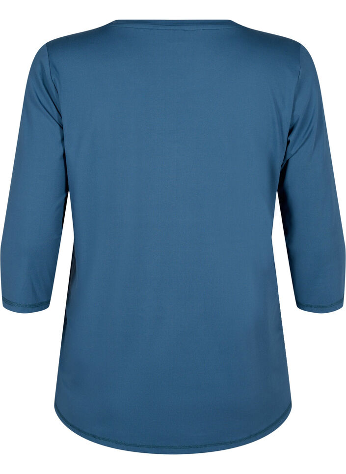 Tr&auml;ningsblus med trekvarts&auml;rm, Bl&aring;, Packshot image number 1