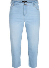Croppade jeans med råa kanter och hög midja, Super L.Blue Denim