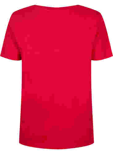 T-shirt i bomull med broderi anglaise, Tango Red, Packshot image number 1