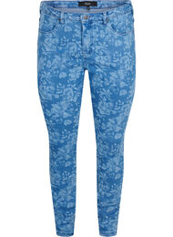 Super slim Amy jeans med mönster, Blue denim