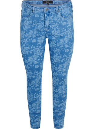 Super slim Amy jeans med mönster, Blue denim, Packshot image number 0