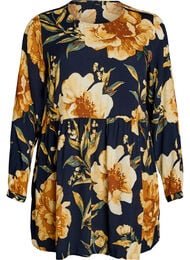 L&aring;ng&auml;rmad tunika med sk&auml;rning, Bl&aring;