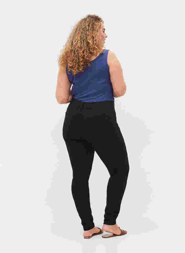 Super slim Amy jeans med resår i midjan, Black, Model