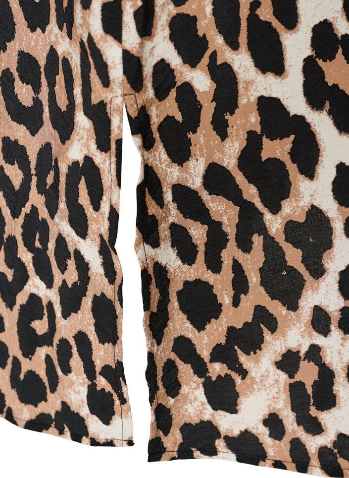 Kl&auml;nning med v-ringning i viskos, Brun, Packshot image number 3