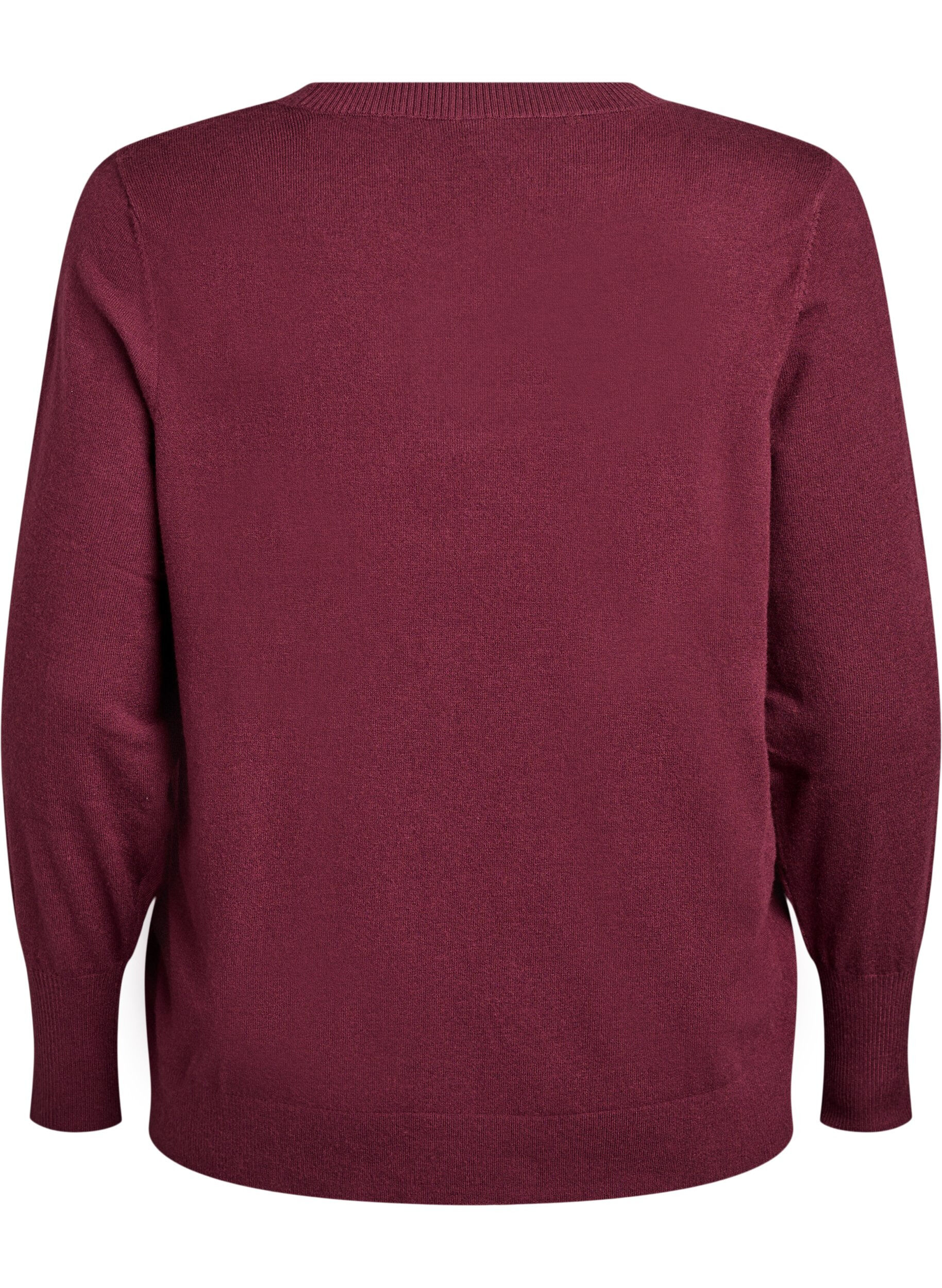 ZizziStickad blus med rund hals, R&ouml;d, Packshot image number 1