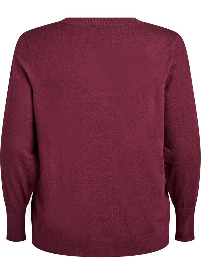 Stickad blus med rund hals, R&ouml;d, Packshot image number 1