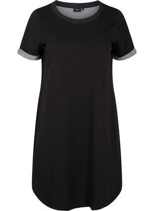 Sweatshirtklänning med korta ärmar och lös passform, Black, Packshot image number 0