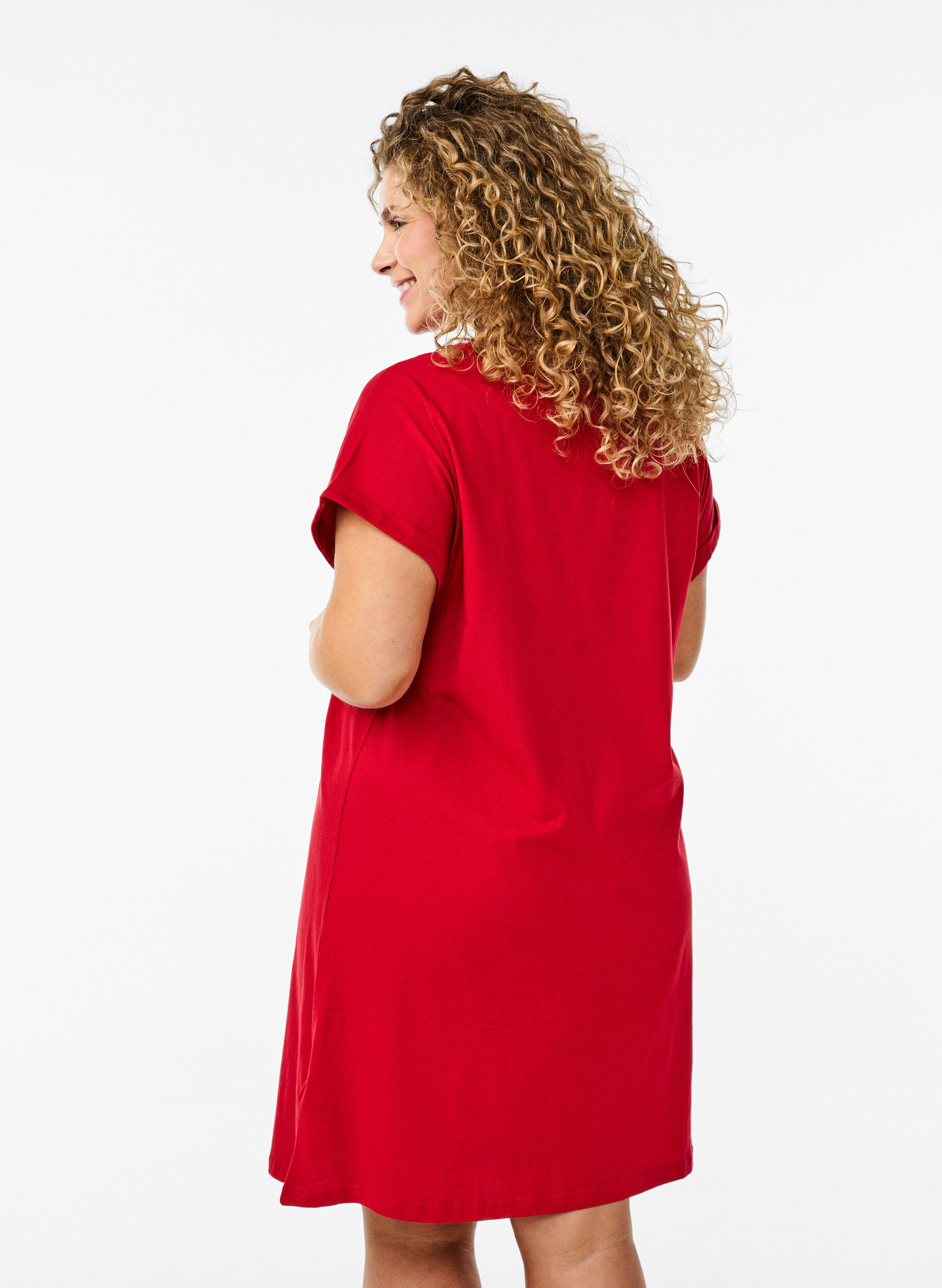 Zizzi 2-pack t-shirtkl&auml;nningar med korta &auml;rmar, R&ouml;d, Model image number 2