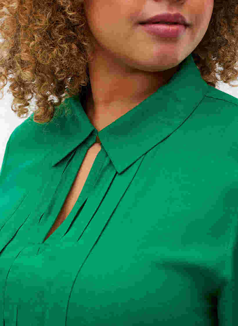 Långärmad blus i viskos med skjortkrage, Jolly Green, Model image number 2
