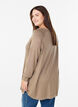 Stickad blus med knappar i sidan, Beige, Model image number 2