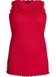 Topp med spetskant, R&ouml;d