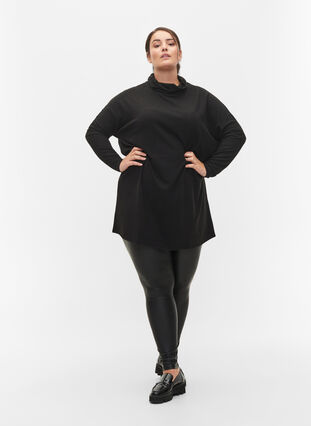 Tunika med långa ärmar och hög krage, Black, Model image number 2