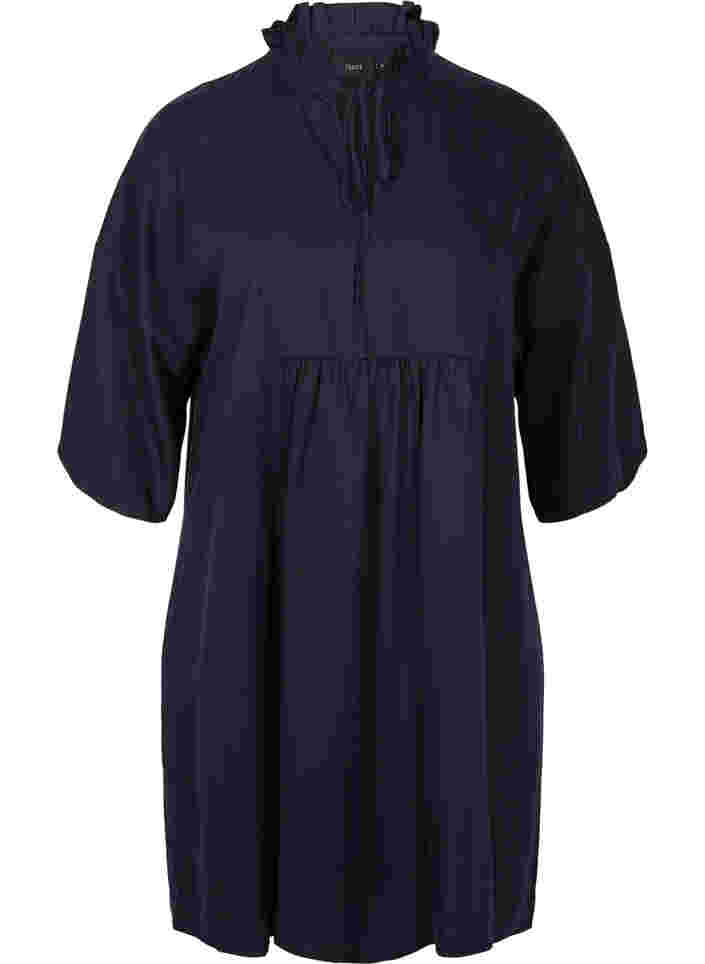 Klänning med 3/4-ärmar i lyocell (TENCEL™), Black, Packshot image number 0