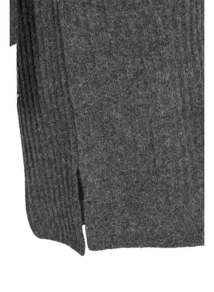 Stickad klänning i ribbstruktur, Dark Grey Melange, Packshot image number 2