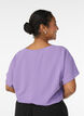 Blus med korta &auml;rmar och rund halsringning, Lila, Model image number 2