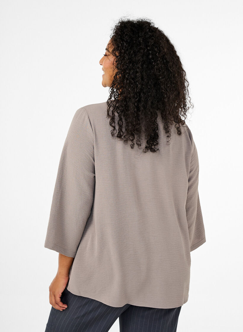 Blus med 3/4-&auml;rm, Beige, Model image number 2