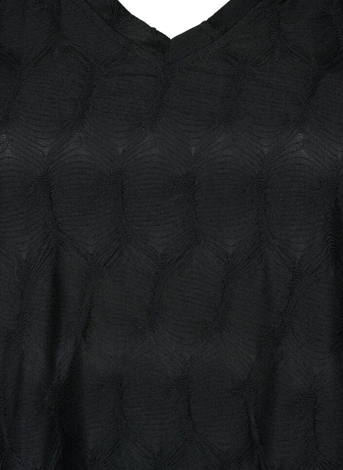 FLASH – Långärmad blus med struktur, Black, Packshot image number 2