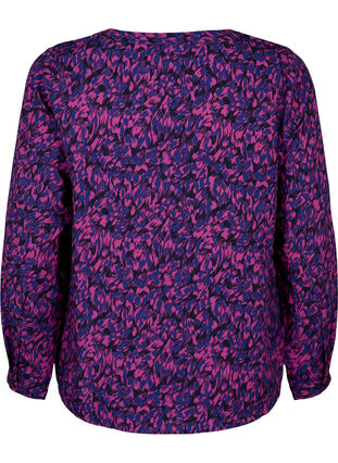 FLASH - Långärmad blus med tryck, Pink Blue AOP, Packshot image number 1