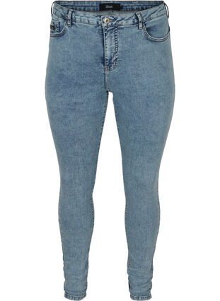 Stentvättade Amy jeans med hög midja, Stone Washed, Packshot image number 0