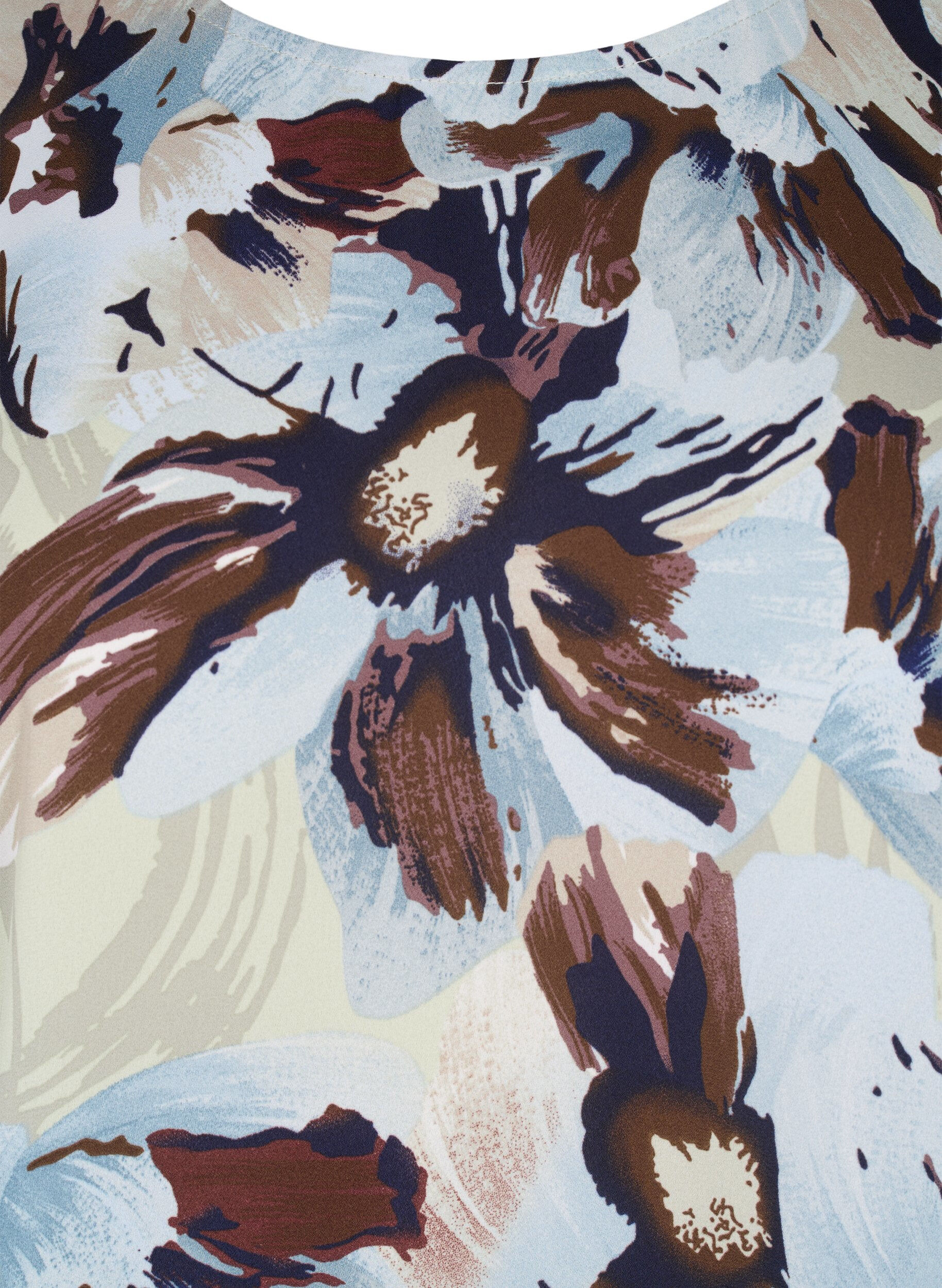 Zizzi L&aring;ng&auml;rmad blus med tryck och knapp, Grey Flower AOP, Packshot image number 2