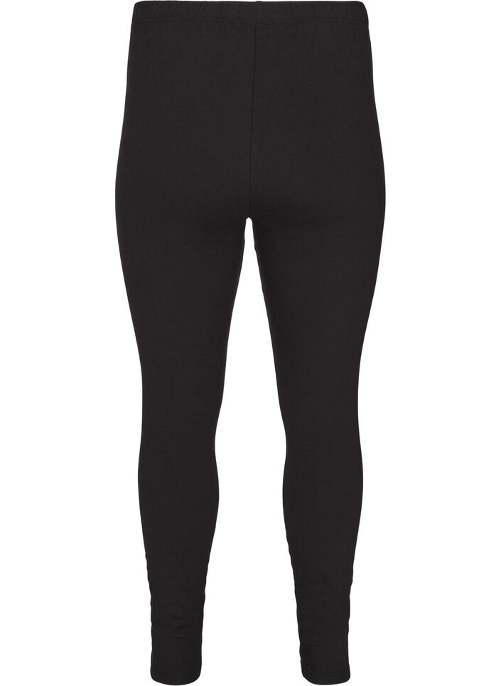 Leggings i bomull med foder, Svart, Packshot image number 1
