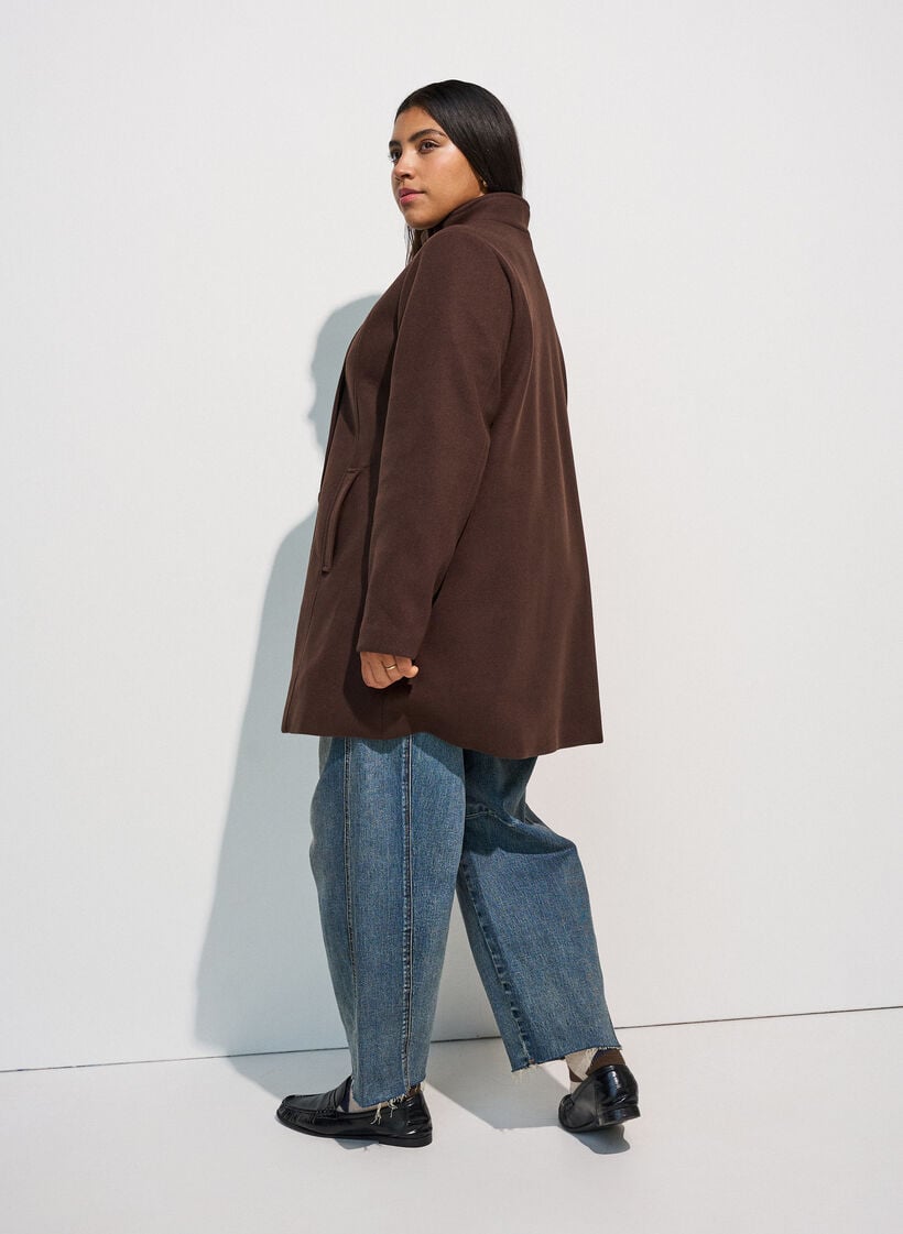 Kort kappa med a-linjeformad passform, Brun, Model image number 2