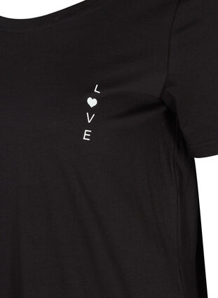 Kortärmad t-shirt i bomull, Black w. Love, Packshot image number 2