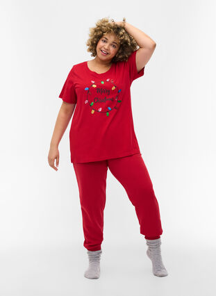 T-shirt med julmotiv i bomull, Tango Red Merry, Model image number 2