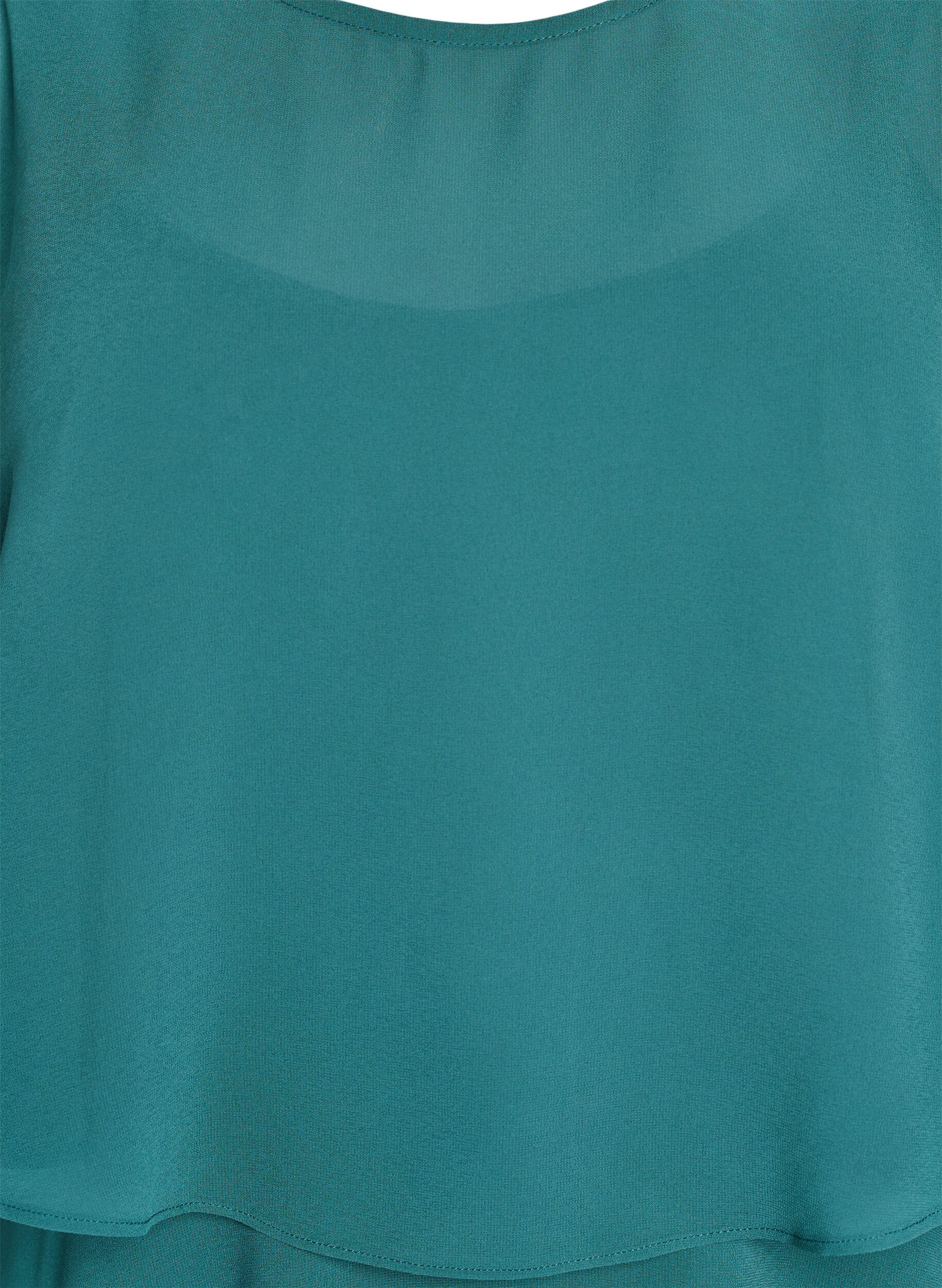 Zizzi Maxikl&auml;nning med volanger och avtagbar cape, Gr&ouml;n, Packshot image number 2