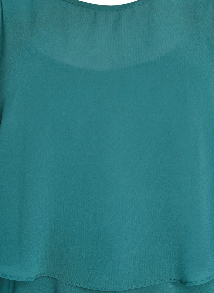 Maxiklänning med volanger och avtagbar cape, Grön, Packshot image number 2