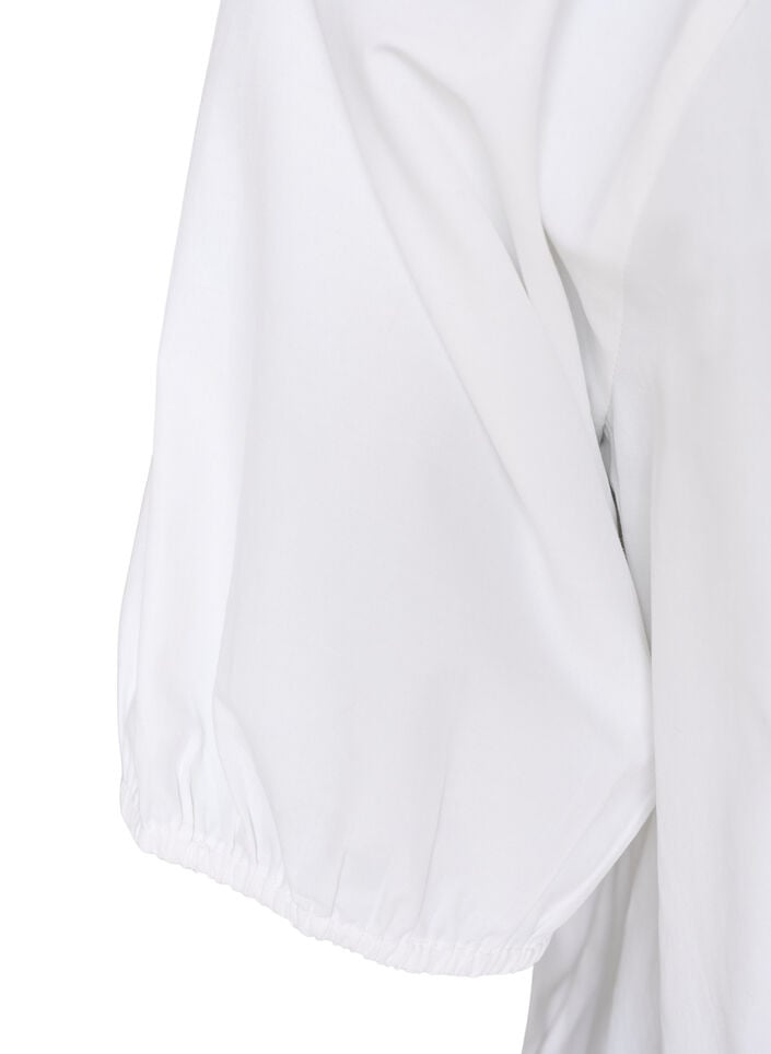 Skjortblus med kn&auml;ppning och knytsk&auml;rp, Vit, Packshot image number 3