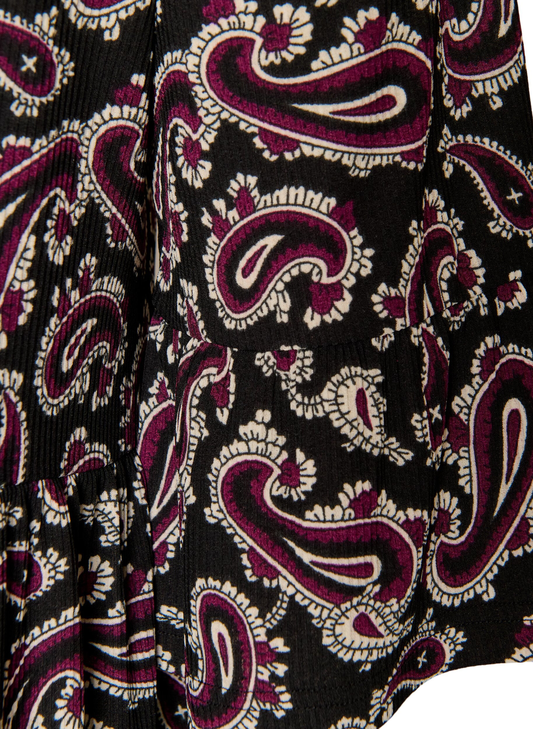 ZizziKort a-linjeformad kl&auml;nning i jersey med helt&auml;ckande m&ouml;nster, M&ouml;rk Bordeaux, Packshot image number 3
