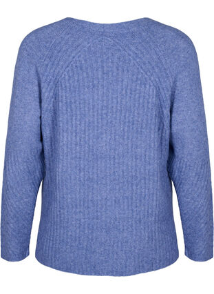 Stickad tröja med slits, Gray Blue Mel., Packshot image number 1