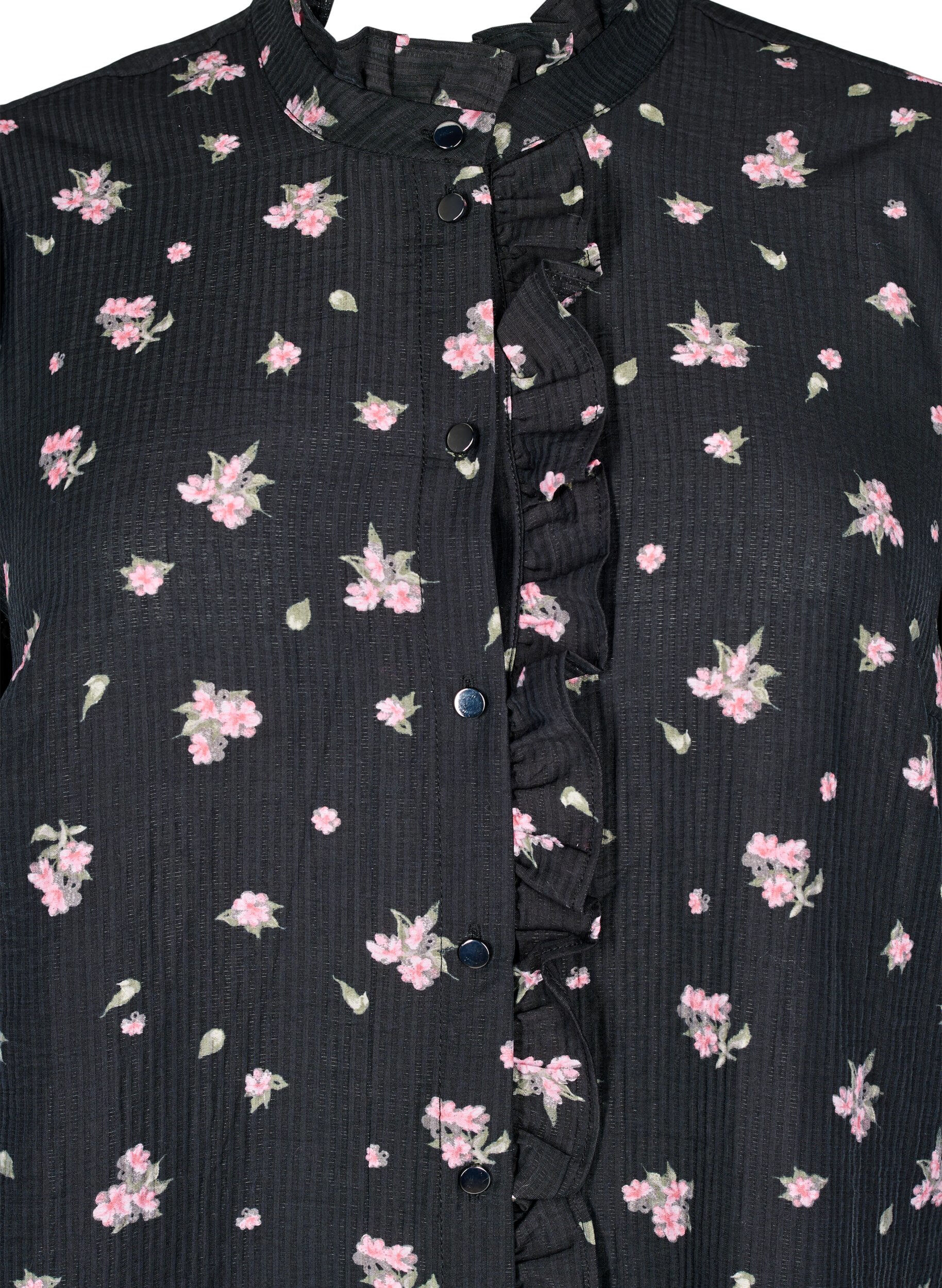 Zizzi Tunika i lyocell med blomm&ouml;nster, Svart, Packshot image number 2