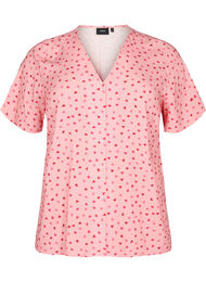 Mönstrad pyjamaströja i viskos, Pink Icing W. hearts, Packshot